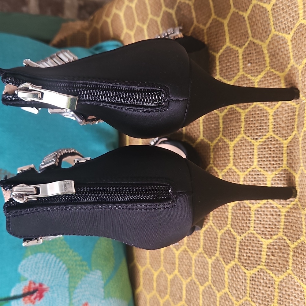 Azalea Wang Black Crystal Rhinestone Stiletto Heels - Picture 5 of 6